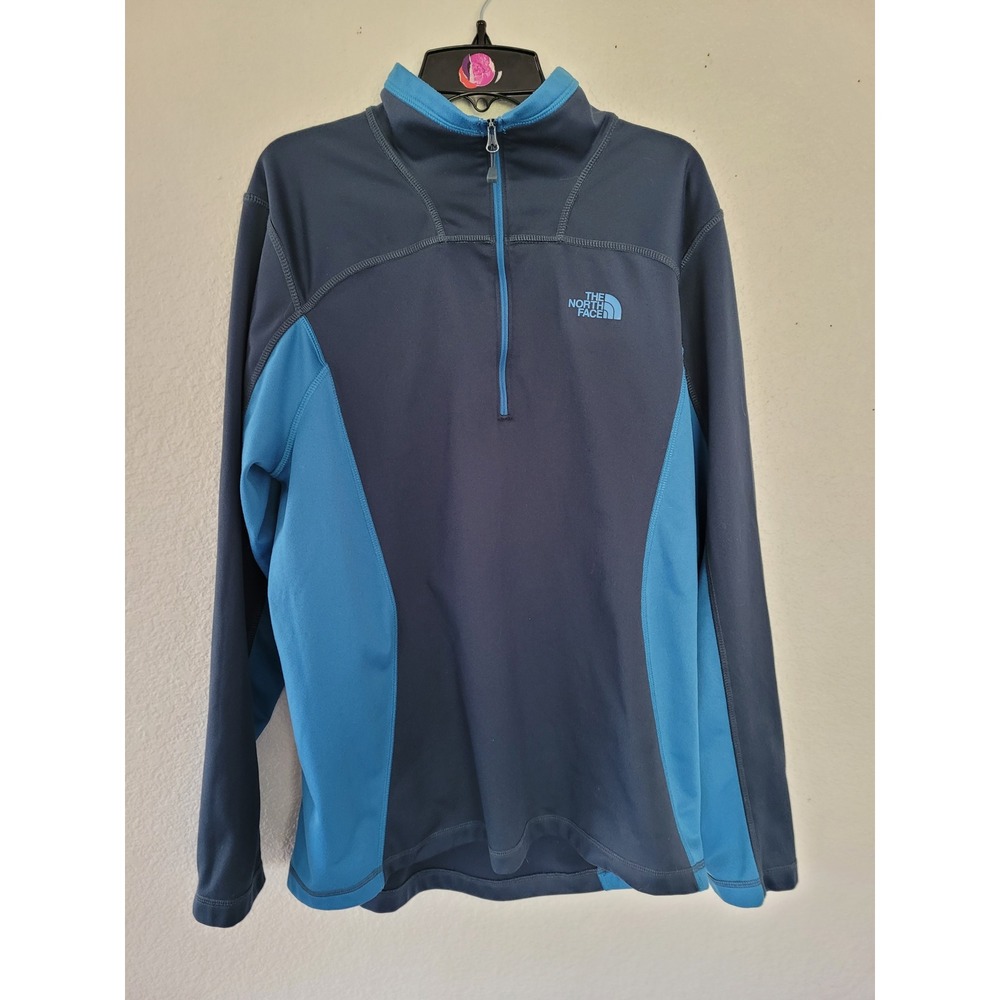 The North Face Men Quarter Zip Pullover Blue Colorblock Performance Fleece M #22
